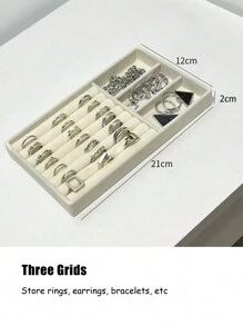 1 pezzo di scatola per anelli e gioielli con cassetto, colore beige, organizer per collane, braccialetti, anelli, orecchini, adatto per camera, casa, camera da letto, bagno, stanza rosa, soggiorno, accessori da viaggio, regalo per mamma, papà, amici, insegnanti, compleanni, matrimoni, scrivania, scaffali, scatole regalo, regali divertenti, archiviazione