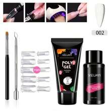 XEIJAYI 5pcs/Set Poly Nail Gel Kit Starter Kit, Builder Nail Gel Nail Extension Kit With Everything, All Seasons Poly Nail Gel Polish Kit With Nail Forms Nail File Manicure Tools For Beginners - White - View 2