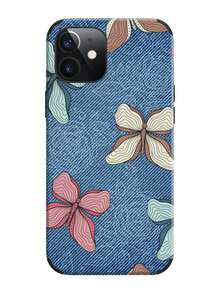 1 chiếc nơ & in hiệu ứng denim chống rơi, chống sốc, dây buộc & giá đỡ nhẫn, vỏ điện thoại vẽ tay bằng da thủ công, tương thích với iPhone 14 Pro Max - Màu xanh lam - Xem 13