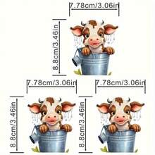 1/2/3入組創意超可愛的水桶花牛貼片,可用於衣服t恤,男士熱轉印貼紙 - 彩色 - 查看 4