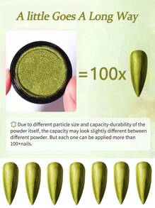 1 Jar Green Chrome Nail Powder Metallic Mirror Effect Holographic Glitter Nail Powder With 1pc Sponge Tool For Ladies Nail Art Decoration DIY Nail Charms Nail Gems Nail Supplies St. Patrick's Day