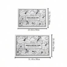 1pc Flower Patterned Diatomaceous Earth Bath Mat, Modern Simple Style, Rectangular Shape, Water Absorbent & Non-slip, Suitable For Bathroom, Suitable For All Seasons - Black and White - View 2