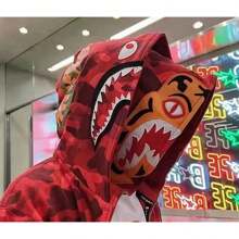 Sudadera Shark Ape Hecha,hoodies,hombre,fashion,capucha,Hombres Capucha con estampado de letra,,Hombres Capucha con estampado de dibujos animados de hombros caídos,sudadera para hombre basica comoda ligera casual,SUDADERA camuflaje shark head