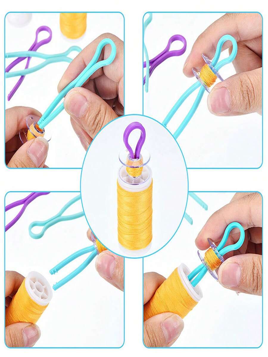 40 Piezas / Set De Clip De Hilo De Bobina De Plástico De Color Aleatorio, Clip De Fijación De Bobina De Máquina De Coser Para Evitar Que El Hilo Se Caiga - Multicolor - Ver 1