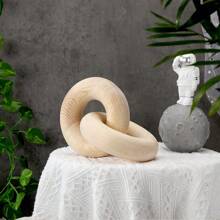 1件波西米亚风双链木质装饰工艺品，手工雕刻，适用于卧室、客厅、茶几、书架装饰，木质链环，适合节日派对、2024新年和春节礼物、生日装饰 - 原木色 - 查看 9