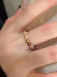 1pc Pearl  Ring Women Fashion Gold Plated Finger Rings Fashion Accessories Daily Costume Party Bride Wedding Jewelry Gift for Girlfriend Couple Unisex - Bronze - View 3