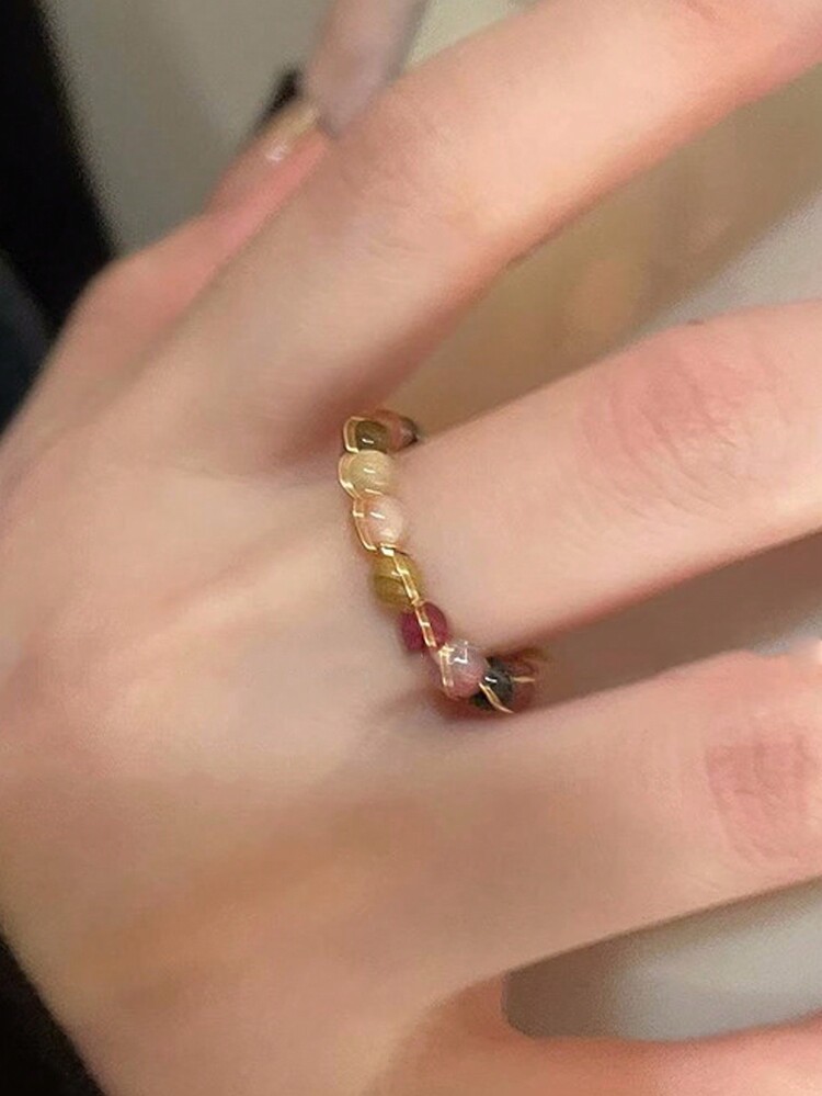 1顆珍珠戒指女性時尚鍍金指環時尚配件 日常服裝派對新娘婚禮珠寶禮物女友情侶男女皆宜 - 銅色 - 查看 3