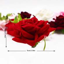 1入/3入/5入/10入 2023年新款酒紅色9-10cm高級絲絨布大玫瑰模擬花頭,適用於婚禮和派對裝飾,diy服裝配件 - 酒紅色 - 查看 4