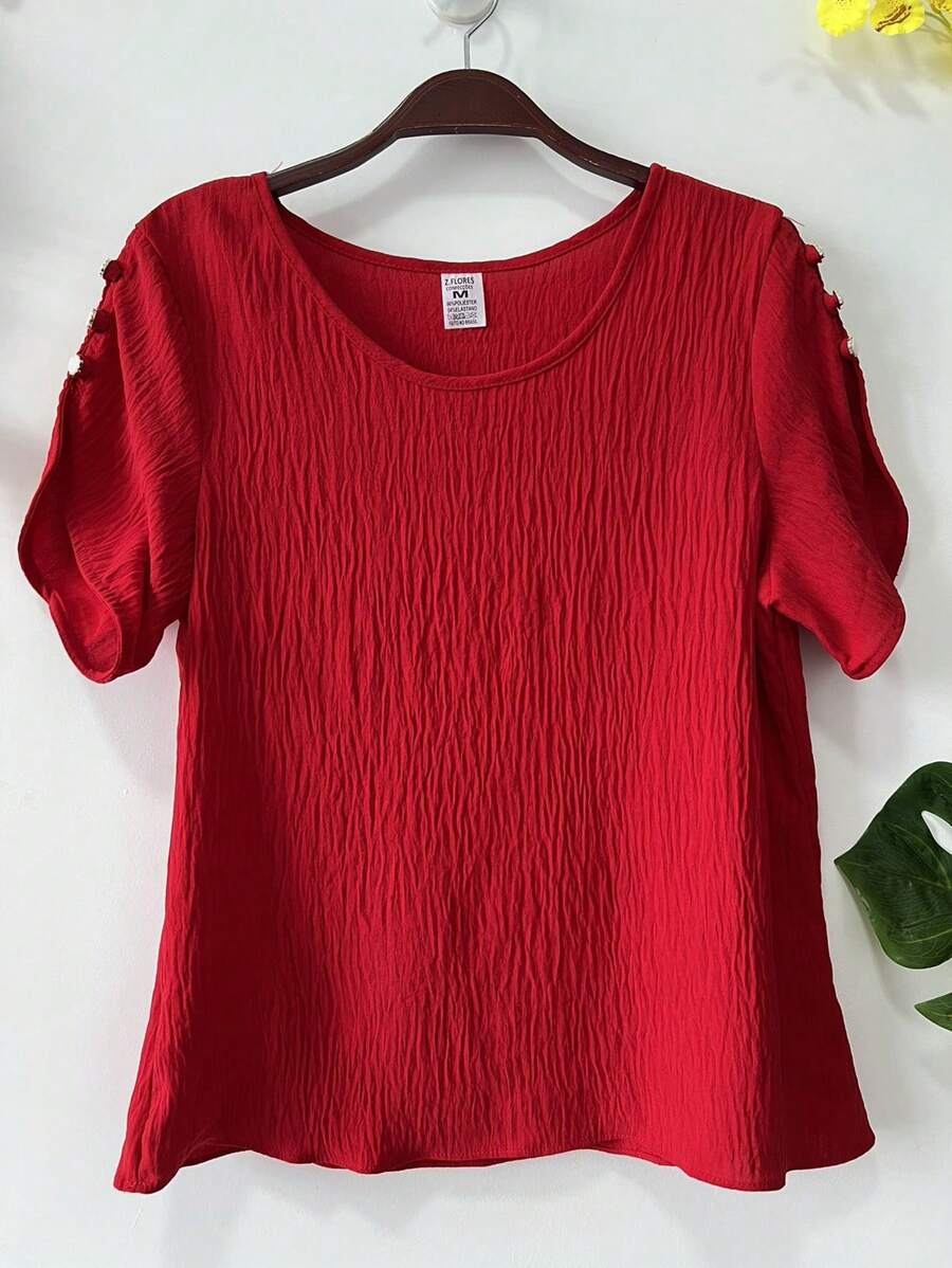 Women Tops - 紅色 - 查看 1