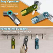 1pc Three-in-one Bottle Cap/feeding Bottle/u-shaped Cup Cleaning Brush Set For Home Kitchen Cleaning, Rotation Cap Cleaning Brush For Water Bottle/glass/thermal Cup Cap Cleaning, Mini U-shaped Silicone Cup Brush - Grey - View 8