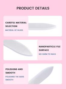 1入組納米玻璃指甲檔,配有pu皮套,耐用且便攜,可進行指甲磨光、打磨等保養,美甲工具 - 彩色 - 查看 4