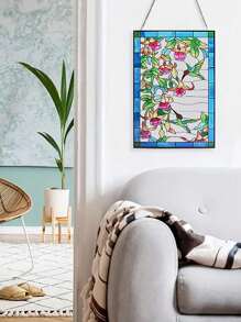 1pc 11.8''x7.87''(30x20) Acrylic Hummingbird Colored Glass Window Hanging Ornament, With Chain For Wall Or Window Decor - Multicolor - View 4