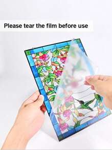 1pc 11.8''x7.87''(30x20) Acrylic Hummingbird Colored Glass Window Hanging Ornament, With Chain For Wall Or Window Decor - Multicolor - View 5