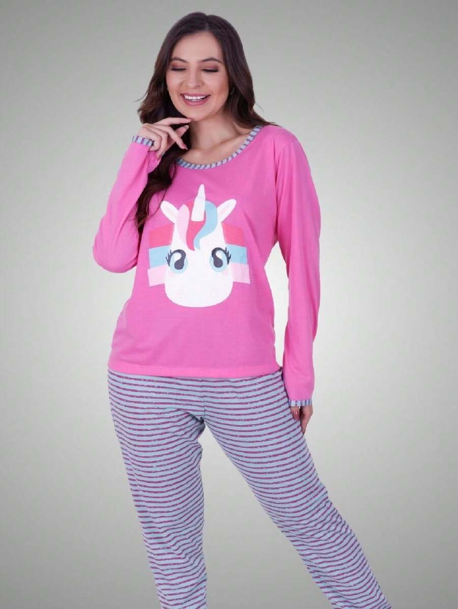 Women Pajama Sets - 藕粉色 - 查看 1