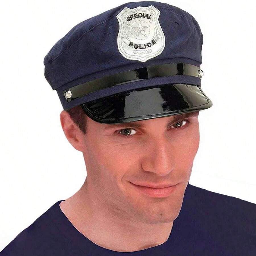 1pc Men's Police Working Cap  Cop Hat Black Captain Hat Stage Performance  Cap Police Officer Costume Accessories Black Suitable For Performance, Parties, And Daily Work (Dark Blue) - Navy Blue - View 1