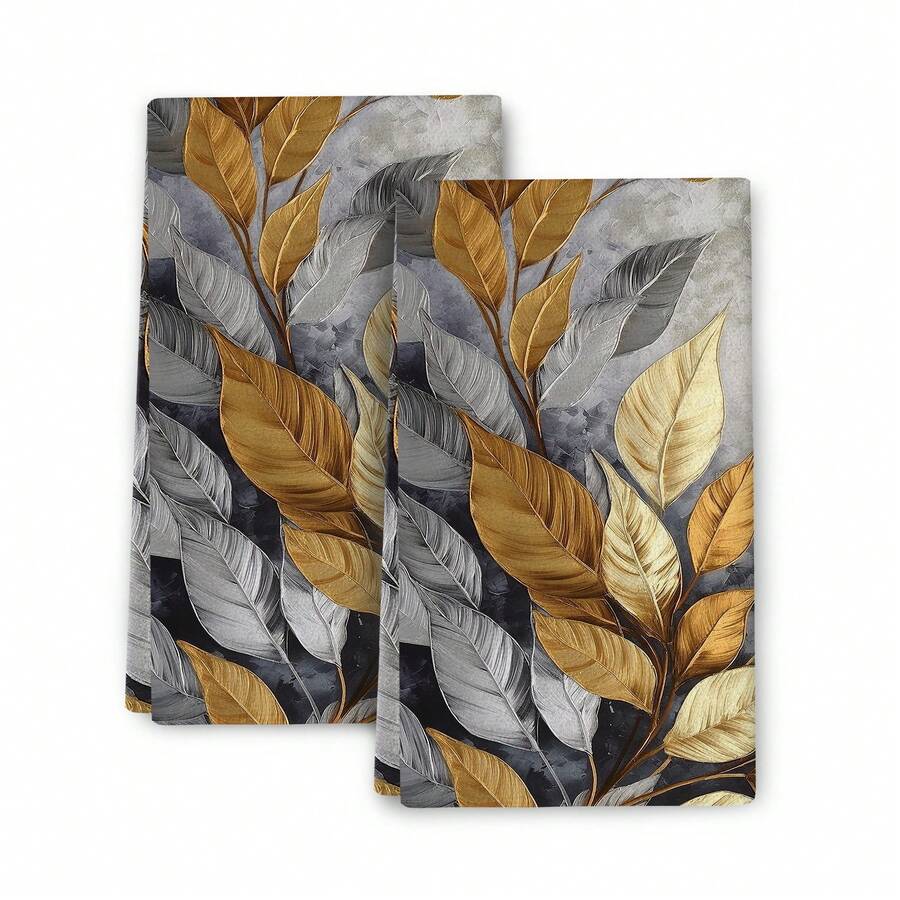 Kc Towel-Golden Silver Leaf-003 - Blue - View 1