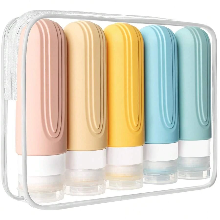 GGGold 5Pcs Travel Bottles For Toiletries TSA Approved Travel Size Containers, 3oz Leak Proof Refillable Travel Accessories For Shampoo Conditioner, Travel Bottles With Toiletry Bag - 彩色 - 查看 1