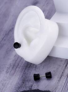 1 Pair/Set Punk Men Earrings Cross Ear Hoops Stainless Steel Wood Barbell  Earrings Skull Ear Studs Fake Taper Earrings for Men Women Ear Jewelry Daily Wear Best Friend Cousin Christmas Gift - Multicolor - View 6