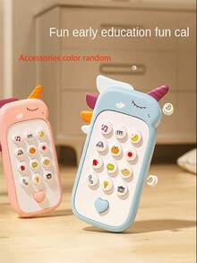 兒童手機獨角獸玩具音樂聲音電話睡眠玩具帶牙膠模擬手機兒童早期教育玩具，兒童禮品（隨機附贈配件顏色） - 寶藍色 - 查看 4