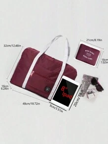 可折叠大容量旅行收纳包，男女通用衣物收纳袋，行李袋，防水旅行包，假日随身行李，周末旅行包，过夜包，返校背包，旅行必备，沙滩夏季度假旅行收纳包，行李健身包，旅行旅行袋，行李包，大学背包，行李包，周末旅行包，医院包，冬季上学背包，学习用品 - 酒紅色 - 查看 6