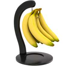 Bamboo Banana Holder,Freestanding Banana Hanger With Hook And Base For Countertop And Table - Black - View 1