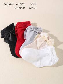 5對寶寶女孩蝴蝶結中筒襪 - 彩色 - 查看 2