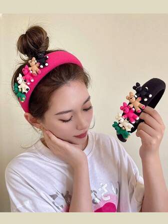 1pc Children's Colorful 5pcs Bear Anti-Slip Thin Daily Headband For Outdoor Activities