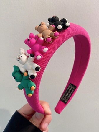 1pc Children's Colorful 5pcs Bear Anti-Slip Thin Daily Headband For Outdoor Activities