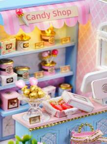 1pc Wooden Diy Mini Candy Store Building Block Model Creative Surprise Gift - Baby Pink - View 9