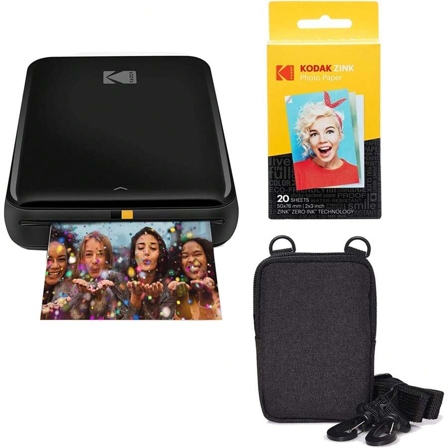Kodak Step Instant Mobile Instant Photo Printer 2x3" Go Bundle - Includes The Step Color, Wireless Portable Printer 2x3", Zero Ink Technology Zink Photo Paper Pack (20 Sheets) And Carrying Case - 黑色 - 查看 1