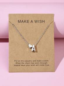 1入簡約字母心形兒童吊墜項鍊,是家人和朋友的絕妙禮物