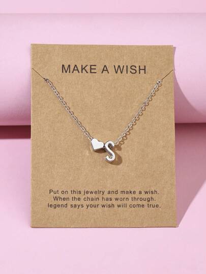 قلادة بشكل حرف بسيط على شكل قلب للأطفال قطعة واحدة ، هدية رائعة للعائلة والأصدقاء