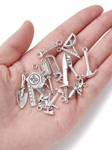 20pcs Zinc Alloy Tool Shaped Mixed Diy Jewelry Pendant For Earrings, Bracelets, Necklaces Making - Antique Silver - View 3