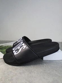 'happyslides'新款大尺碼3d印花柔軟時尚防水防滑pvc鞋底涼鞋 - 黑色 - 查看 2