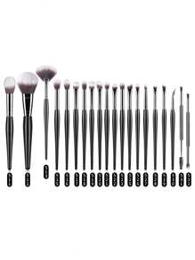 20pcs High Quality Black-Silver Series Complete Set Of Facial & Eye Makeup Brushes,Brush Set,Makeup Brush Kit,Make Up Brush Set,Make Up Set Complete,Makeup Brush Set,Complete Makeup Kit,Brush Kit,Brushes Makeup Set,Makeup Gift Set,Set - Black - View 5