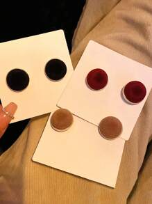 1對/2入組 簡潔時尚的丹寧925銀針圓耳環,適合女士日常佩戴 - 圓形 - 查看 8