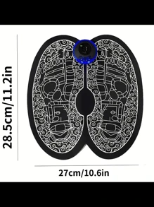 智能ems按摩足墊,脈衝治療足底按摩墊刺激膠墊,緩解足部舒適的全身按摩設備 - 黑色 - 查看 6