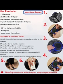 智能ems按摩足墊,脈衝治療足底按摩墊刺激膠墊,緩解足部舒適的全身按摩設備 - 黑色 - 查看 5