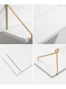 SUMGAR Wandregal Weiß Holz Metall Gold, moderne Regale für Badezimmer, Wohnzimmer, 2er-Set.