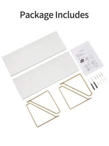 SUMGAR Wandregal Weiß Holz Metall Gold, moderne Regale für Badezimmer, Wohnzimmer, 2er-Set.