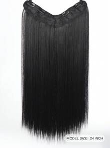 One-Piece V-Straight Synthetic Hair Extensions - Black - View 2