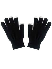 1對適合5-12歲兒童的保暖冬手套,適合戶外徒步旅行,騎自行車,攀岩,日常使用,輕巧,適用於男孩和女孩,具有觸控屏幕功能 - 黑色 - 查看 1