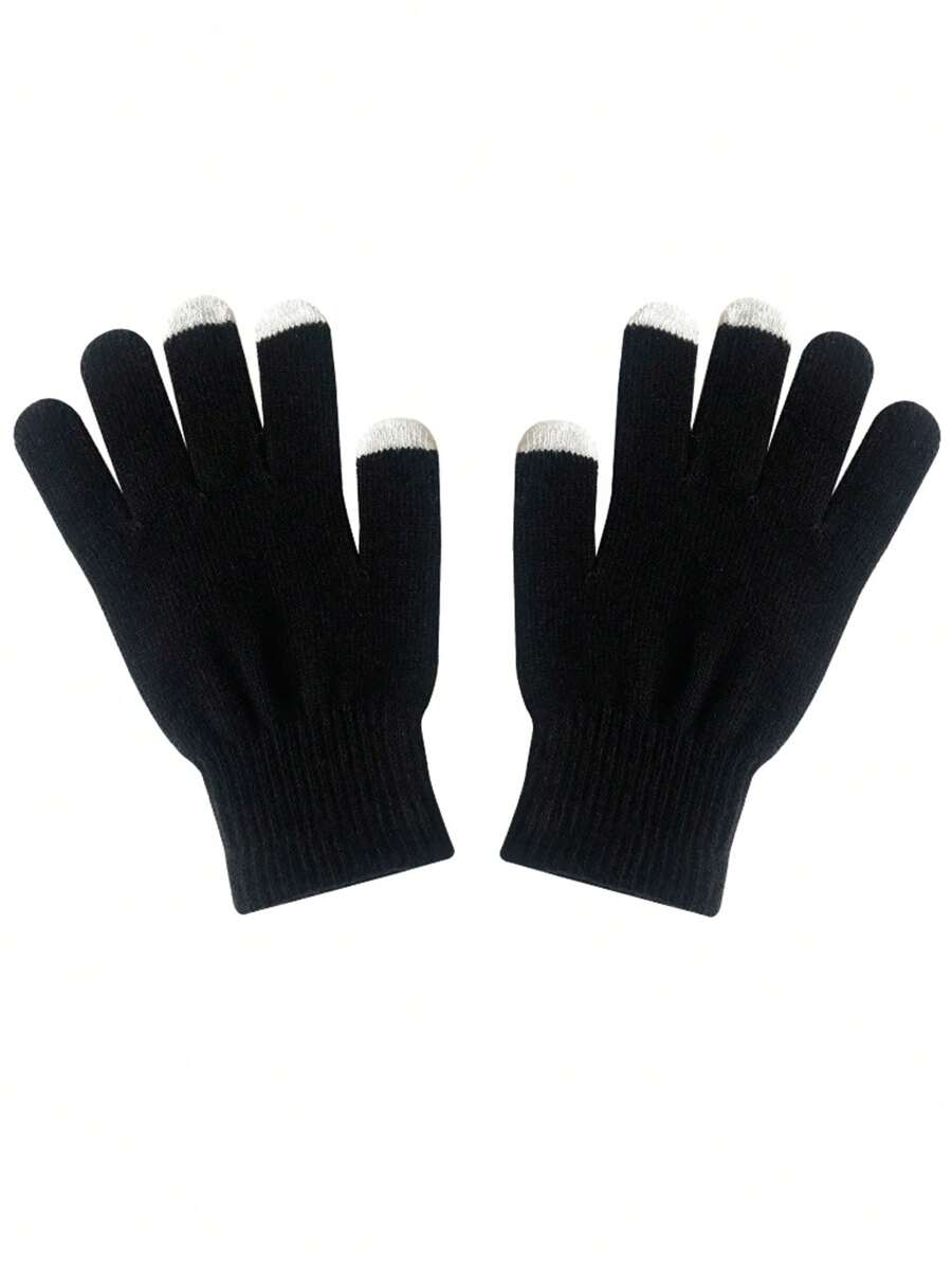 1對適合5-12歲兒童的保暖冬手套,適合戶外徒步旅行,騎自行車,攀岩,日常使用,輕巧,適用於男孩和女孩,具有觸控屏幕功能 - 黑色 - 查看 1