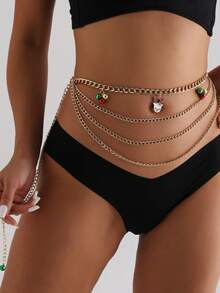 1件女性金色聖誕麋鹿鈴鐺腰鍊,時尚百搭的裝飾/服裝配件 - 金色 - 查看 5