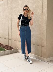 Women Denim Skirts - Rửa tối - Xem 2