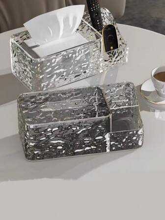 Luxury Water Ripple Tissue Box, Creative Multifunctional Storage Box For Living Room With Tissue And Remote Control Storage,Tissue Box Holder,Napkin Holder,Festival Family Gathering,Kitchen Dining Table Decor For Home Kitchen Bedroom Living Room Dining Room, Home Decoration Accessories, Decorative Box,Women Wedding Gift,Summer Travel Holiday Festival Must-Have