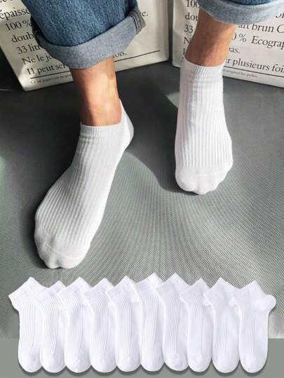 10 Pares De Calcetines deportivos para hombre, Calcetines tobilleros para caballeros, calcetines de tubo sport juveniles con diseño acanalado