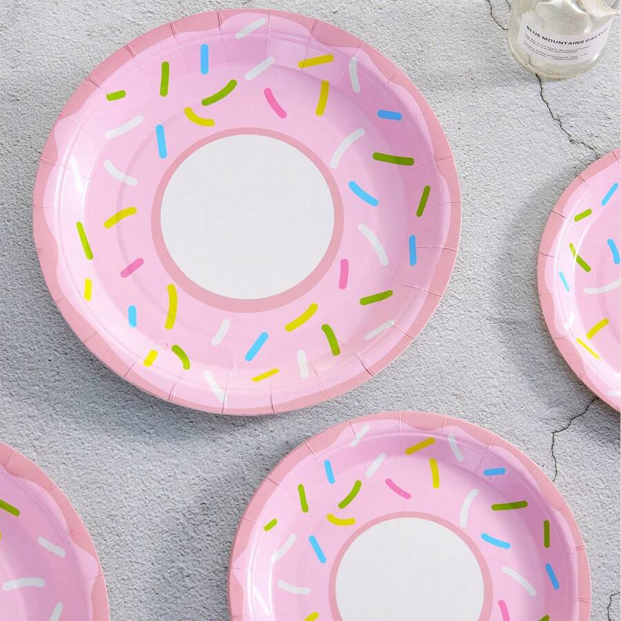 Donut Party Supplies, Disposable Donut Shaped Napkins And Plates, Party Plates And Napkins