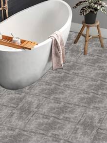 1套10片自粘式可拆式pvc裝飾地板貼紙,防水水泥灰色正方形牆貼,適用於家居裝飾 - 彩色 - 查看 4