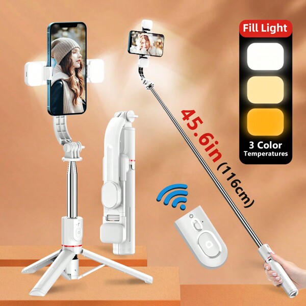 AXNEN Selfie Stick Tripod With Light, 45'' Extra Long Selfie Sticks With Wireless Remote, Portable Phone Tripod Compatible With IPhone 15 Pro Max/15/14 Pro/14/13, S22/ S23 Ultra/Android Smartphone